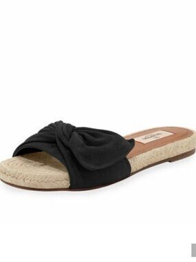 Valentino Black Bow Espadrille Mule Slides